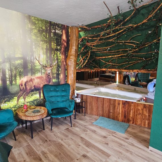 Pokój dziki las z jacuzzi dla 2 osób.
